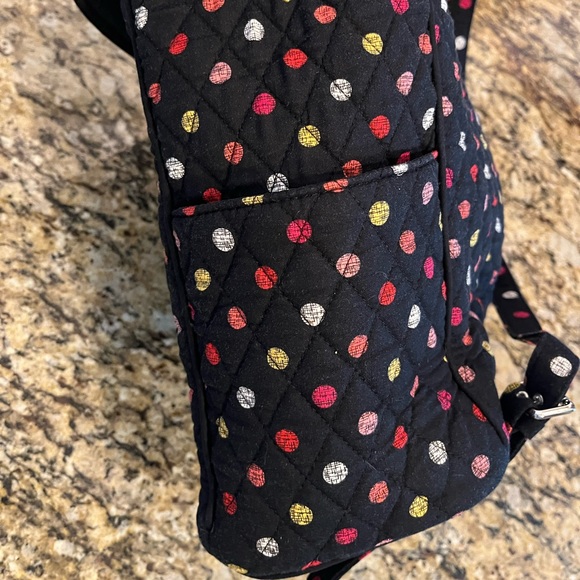 Vera Bradley Drawstring Backpack in Black Havana polka Dots bag - Picture 7 of 7